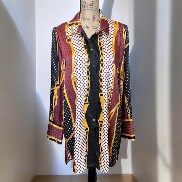 NWOT- ZARA TRF COLLECTION- Oversized Multi Pattern Top- L - Picture 2 of 9